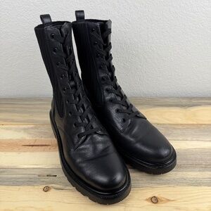 Sam Edelman Leather Knit Combat Boots Lydell ,Size 8 EU 38, Lace Up, Like New!